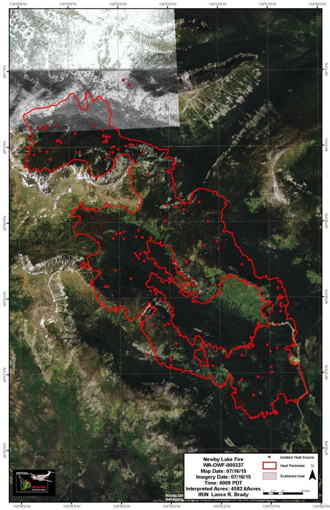 Newby Lake Fire InfraRed Map July 16 2015